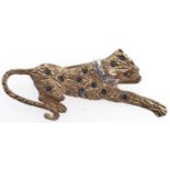 A sapphire and diamond big cats brooch, ruby eyes, in 9ct gold, 6.9g Good condition