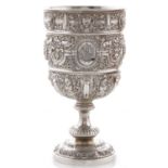 A Scottish Victorian silver Cellini pattern goblet, 15cm h, by James Reid & Co, Glasgow 1887, 5ozs