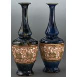 Two similar Doulton ware vases, c1900, 26cm h, impressed marks Good condition