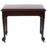 A reproduction mahogany side table in early George III style, c1920, the rectangular top with