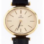 An oval Omega gold plated lady's wristwatch, De Ville, 21 x 28mm Working but with signs of wear from
