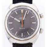 An Omega stainless steel wristwatch, Chronostop, 34 x 39mm, worn leather strap, maker's buckle