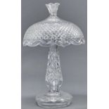 A cut glass table lamp and shade, 20th c, 49cm h Good condition