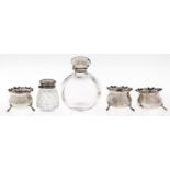 An Edwardian silver mounted globular glass scent bottle, stopper,  10.5cmm by Henry Matthews,
