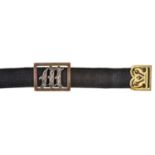 A black silk bracelet, with pierced gold and diamond set initial M slide, early 20th c Slight wear