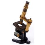 A brass compound microscope, C Zeiss Jena, No 17149, late 19th c, the limb on trunnions offset above