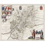 Blaeu - Gloucestershire; Glamorganshire, two, double page engraved maps, 1645-46, hand coloured,
