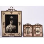 A French gilt brass photograph frame and contemporary photograph of Maria Letizia Bonaparte, Duchess