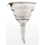 A George III silver wine funnel, with reeded rims, 13cm h, by John Emes, London 1804, the associated