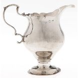 A George III silver cream jug, 10cm h, marks rubbed, London,  probably 1766, 2ozs 6dwts Polish