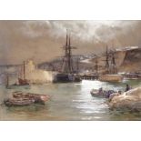 Arthur Wilde Parsons (1854-1931) - Harbour Scene, signed, watercolour, 32.5 x 42.5cm Browned /