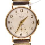 A Smiths 9ct gold gentleman's wristwatch, DeLuxe, 32mm, on a plated bracelet Movement working when