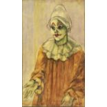 Martin Wieland (20th c) - Clown, signed and dated '85, acrylic on hardboard, 58 x 34.5cm Good