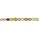 A multi gem  bracelet, in gold, unmarked, 15.2g Good condition