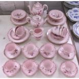 A Tuscan China pink ground April Beauty pattern tea and coffee service, mid 20th c, coffee pot and