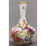 A Derby bottle vase, c1820, painted with flowers in profusion, including a prominent rose and