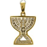 Judaica.  A diamond  menorah pendant,  in gold marked 750, 4.2g Good condition