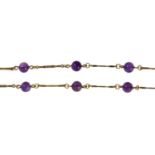 A 9ct gold necklace, with amethyst beads at intervals, 11.3g Good condition