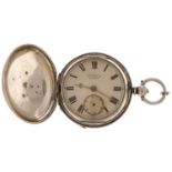 An Irish Victorian silver pair cased lever watch, John Donegan, Dublin, No 20046, engine turned