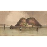 A Coleman (Fl. mid 19th c) - Dumbarton Castle, signed, watercolour, 25 x 45cm Light foxing and