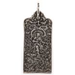 An V ictorian cast silver  tablet,  with ivory leaves, 79mm overall, by Saunders & Shepherd,