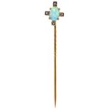 Australian Jewellery.  A  gold  stickpin with opal and split pearl terminal,  c1910,  by Aronson &