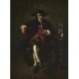 Follower of J J Zoffany - Portrait of a Man Smoking a Pipe, seated, full length, oil on canvas, 52.5