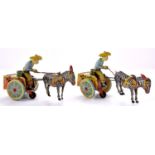 Tinplate Toys. A Lehmann Galop 852 cowboy and cart, c1960 and another (2) Dusty but complete,