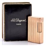 An S T Dupont gold plated cigarette lighter, No 7411BV, boxed Consistent with age, minor knocks