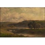 George Turner (1843-1910) - The Trent at Weston, signed, signed again, dated 1895, inscribed with