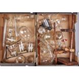 Miscellaneous laboratory glassware, including retorts and a bell jar Mostly in good condition