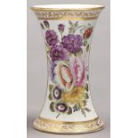 A Mason's Ironstone spool shaped vase, c1815-25, painted with flowers in rectangular gilt frame