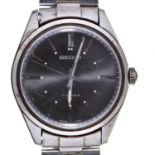 A Seiko stainless steel gentleman's wristwatch, ref 66-7100, with steel grey dial, 33mm, maker's