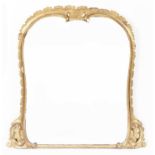 A Victorian revived rococo giltwood and composition overmantel mirror, c1870, 137cm h, 138cm l