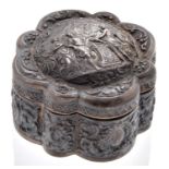 A Dutch silver box, late 19th c, the domed lid and sides die stamped with figures and foliage,