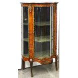 A French kingwood vitrine, c1900, in Louis XV style, with Basque Jaspe marble slab and brass mounts,