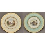 Two Royal Worcester Castle Series plates, one pre 1948, the other pre 1953, designed by Harry Davis,