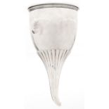 A George III silver wine funnel, with reeded rims, crested, 16cm h, marks rubbed, by Henry Nutting &
