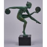 A French Art Deco bronzed spelter statuette of an exotic dancer, c1930