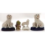 A Staffordshire porcelaneous model of a sheep, c1835, on gilt mound, 90mm h, dealer's label, a