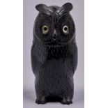 A German carved and ebonised glass eyed owl novelty box, early 20th c, 21.5cm h Good condition