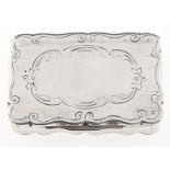 A Victorian silver snuff box, of scrolling outline, engine turned, 68mm, by Alfred Taylor,