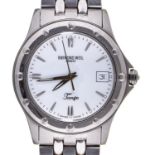 A Raymond Weil stainless steel gentleman's wristwatch, Tango, with white dial and quartz movement,