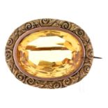 A Victorian citrine brooch, c1870, in gold, 12.9g Good condition for age