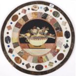 A pietre dure and specimen marble table top, late 20th c, in Regency style, centred by the Doves