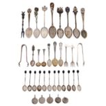 Miscellaneous English and Continental silver coffee and souvenir spoons,  etc, mainly first half