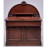 Miniature Furniture. A Victorian mahogany chiffonier, dated 1879, fitted with a moulded drawer above