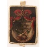 A miniature, possibly by a Herald painter, early 19th c, of the cross, an axe, palm and open