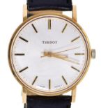 A Tissot 9ct gold gentleman's wristwatch, 33mm, maker's box Running when wound and hands setting, no