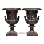 A pair of bronze reproductions of the Medici vase, late 19th / early 20th century, after the